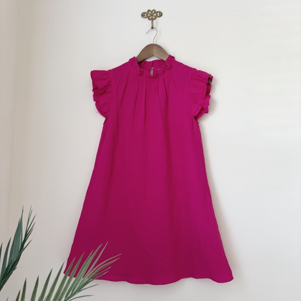 Victoria Dunn VD Lounge Fuchsia Ruffle Gauze Dress XS NEW NWT